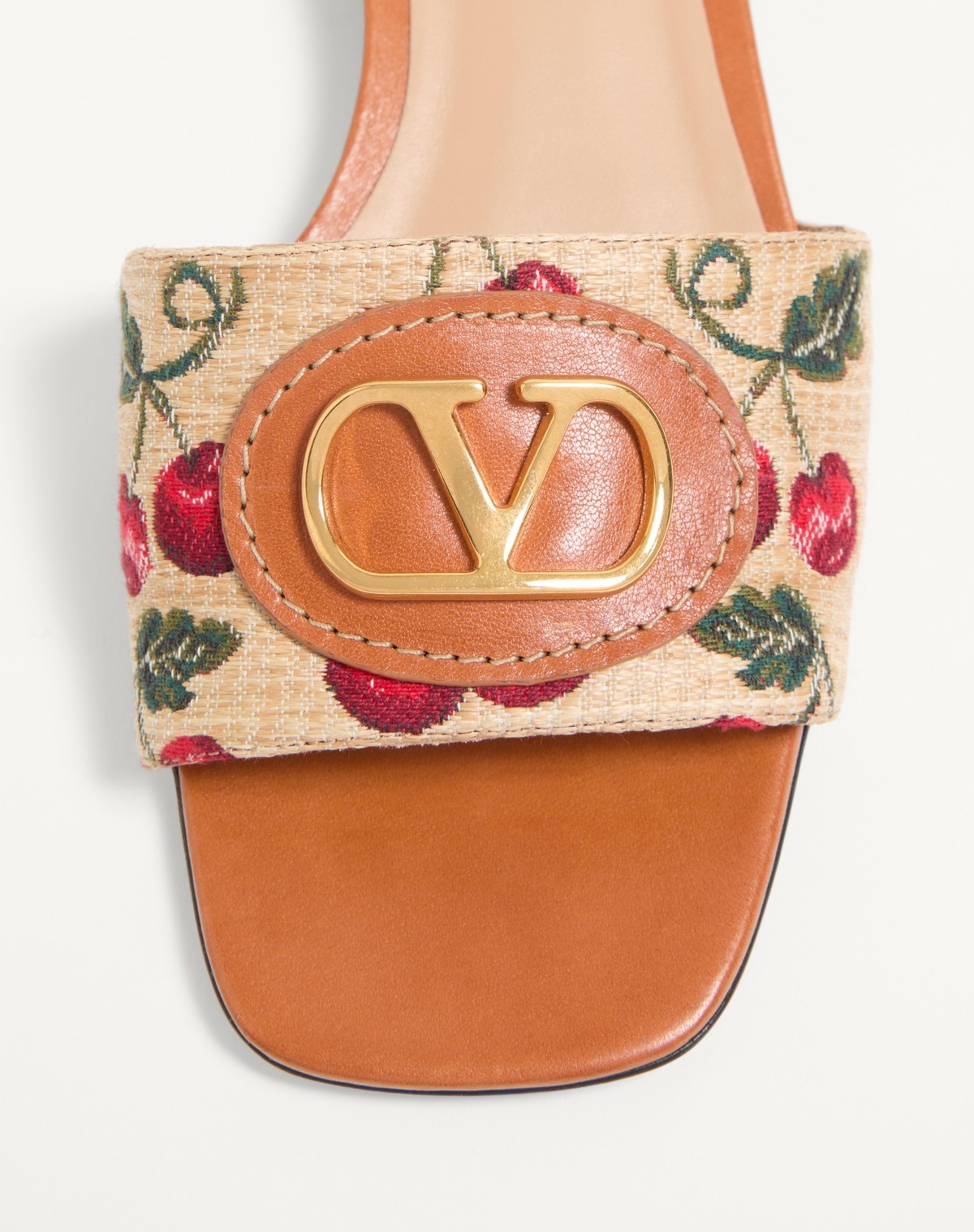 Valentino Garavani Natural Leather And Cotton Flats In Nude