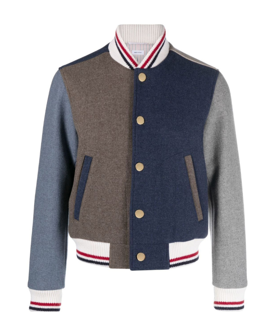 THOM BROWNE COLOUR-BLOCK PANEL BOMBER JACKET