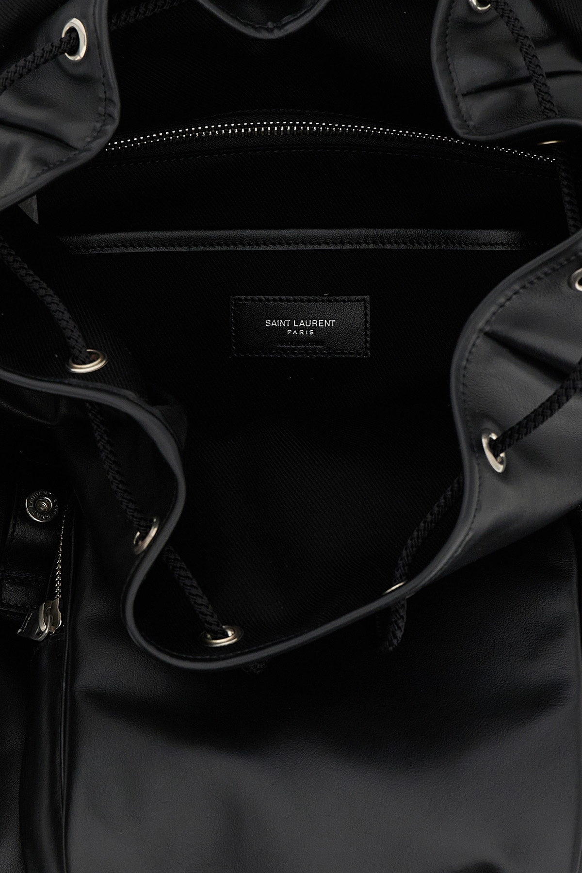 Saint Laurent Versatile Leather Backpack Featuring Zip Pocket In Black