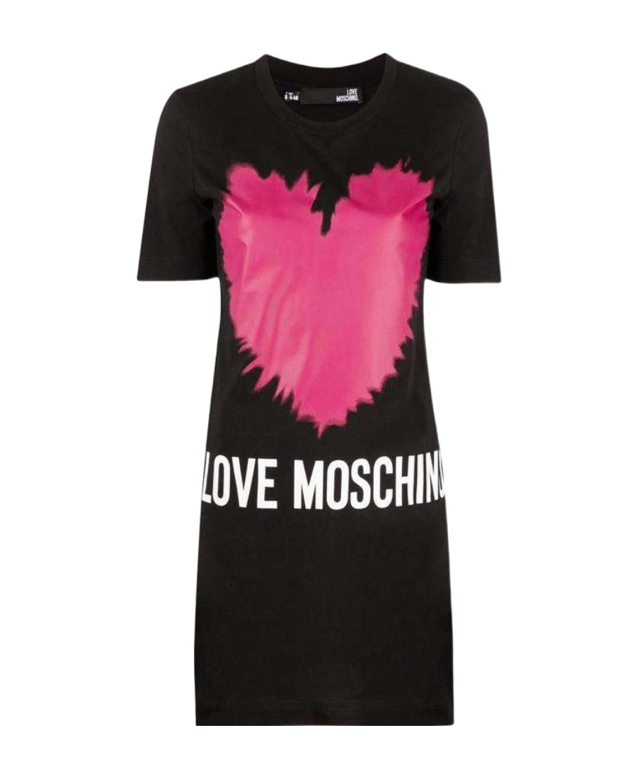 Moschino Logo T-shirt Dress In Black