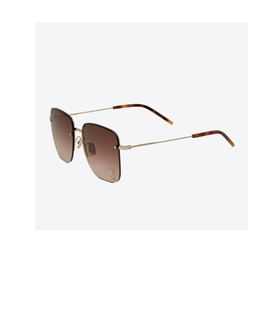 Saint Laurent Ysl Plaque Square Lens Sunglasses In Nude