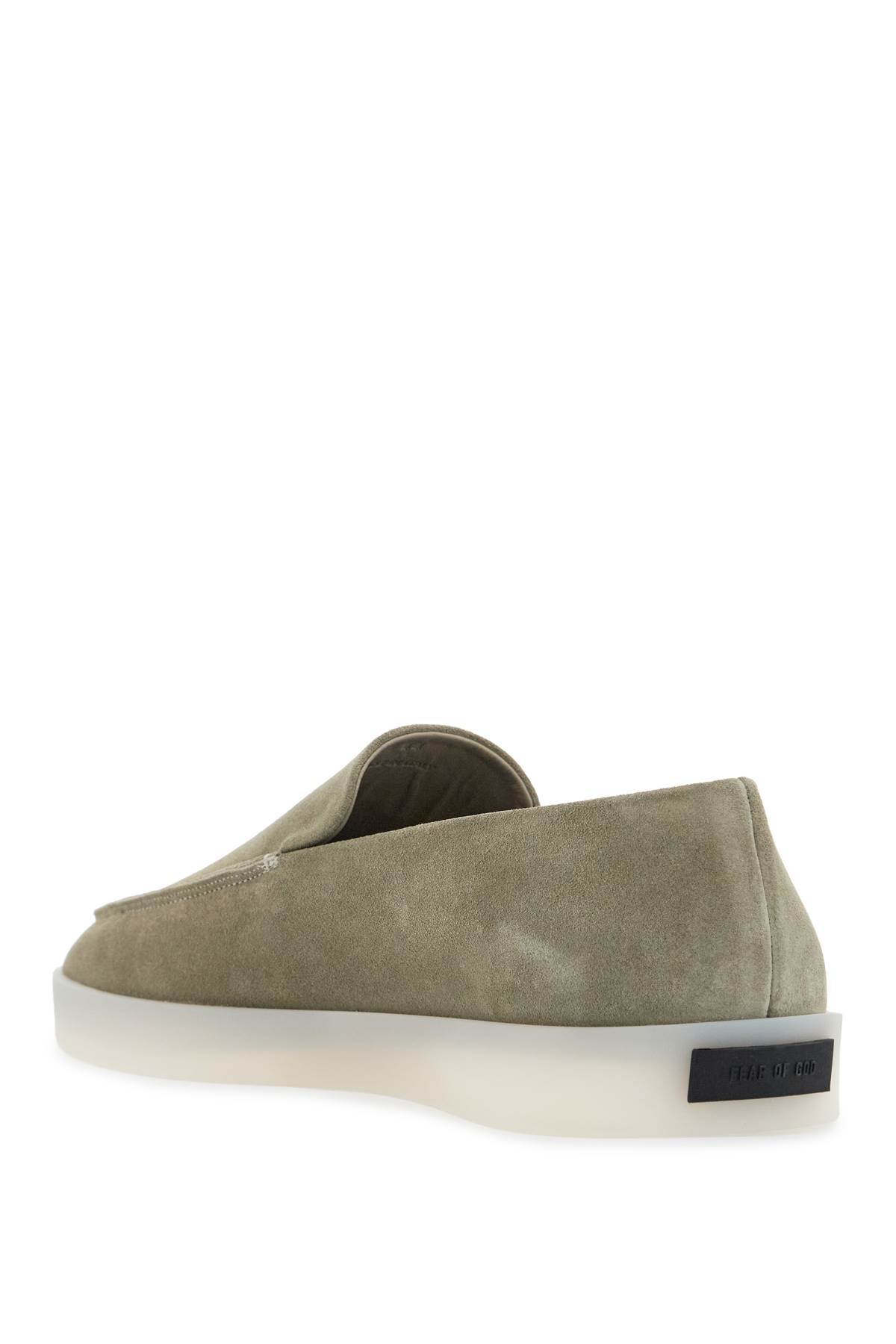 Fear Of God Logo Patch Suede Loafers In Green