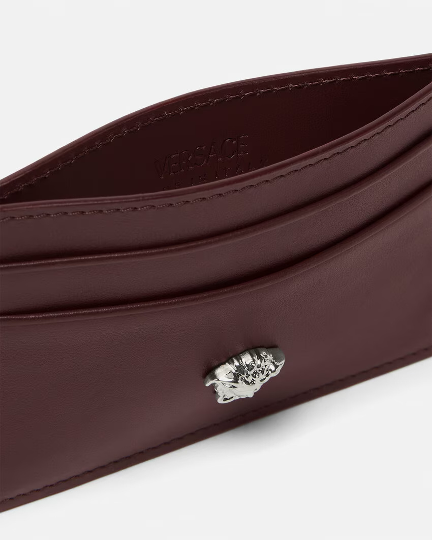Versace Medusa Leather Cardholder In Brown