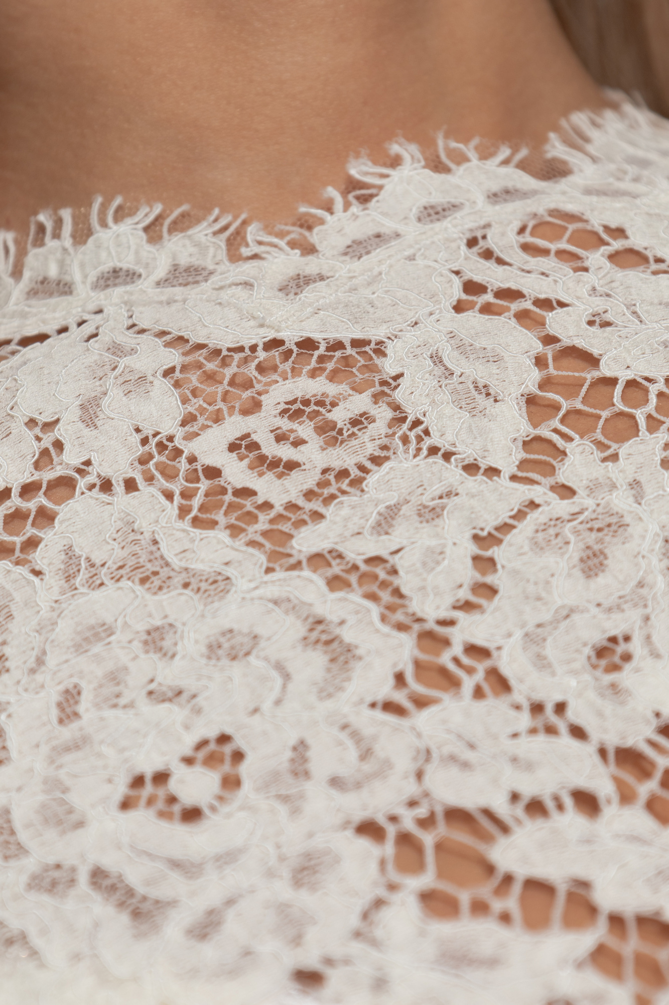 Dolce & Gabbana Women's Floral Lace Sleeveless Top In Neutral