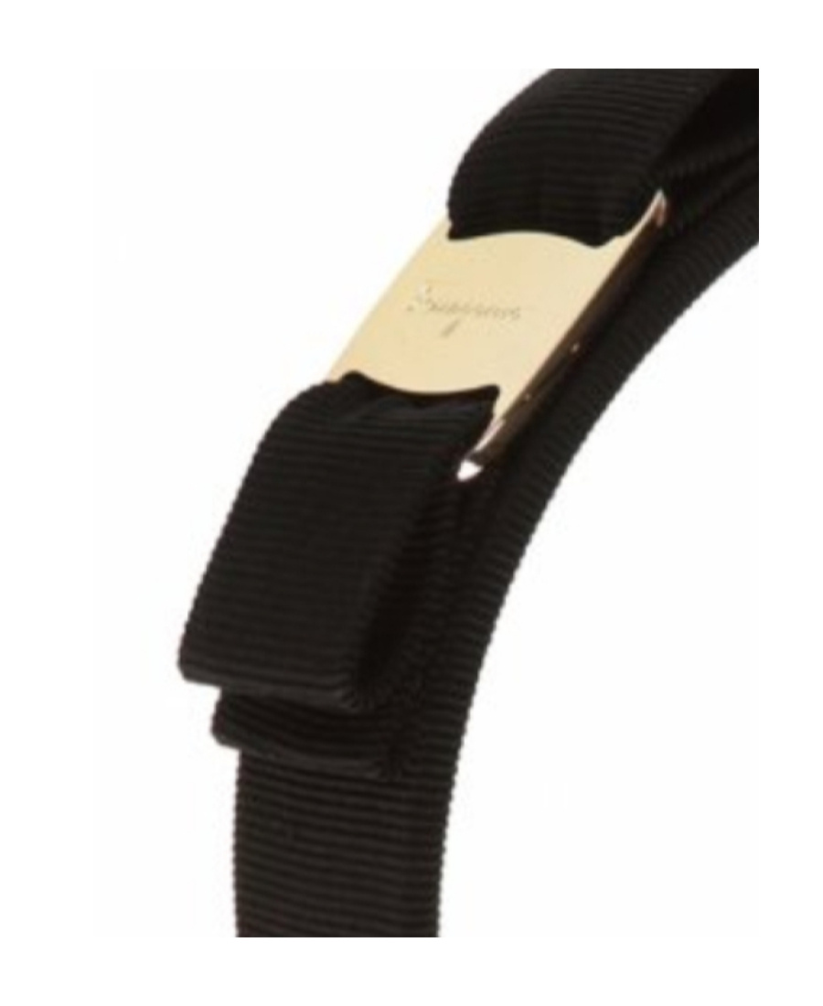 Ferragamo Black Headband With Bow And Logo Plaque In Black