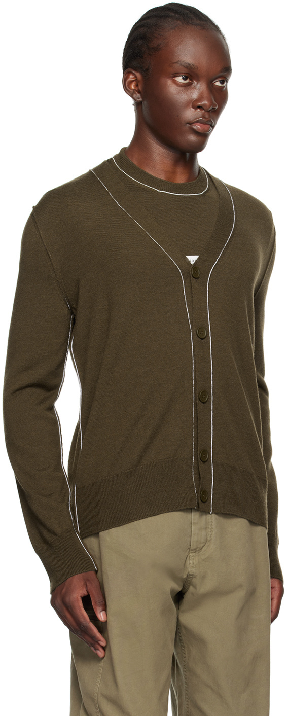 Mm6 Maison Margiela Y-neck Long-sleeved Sweater In Green