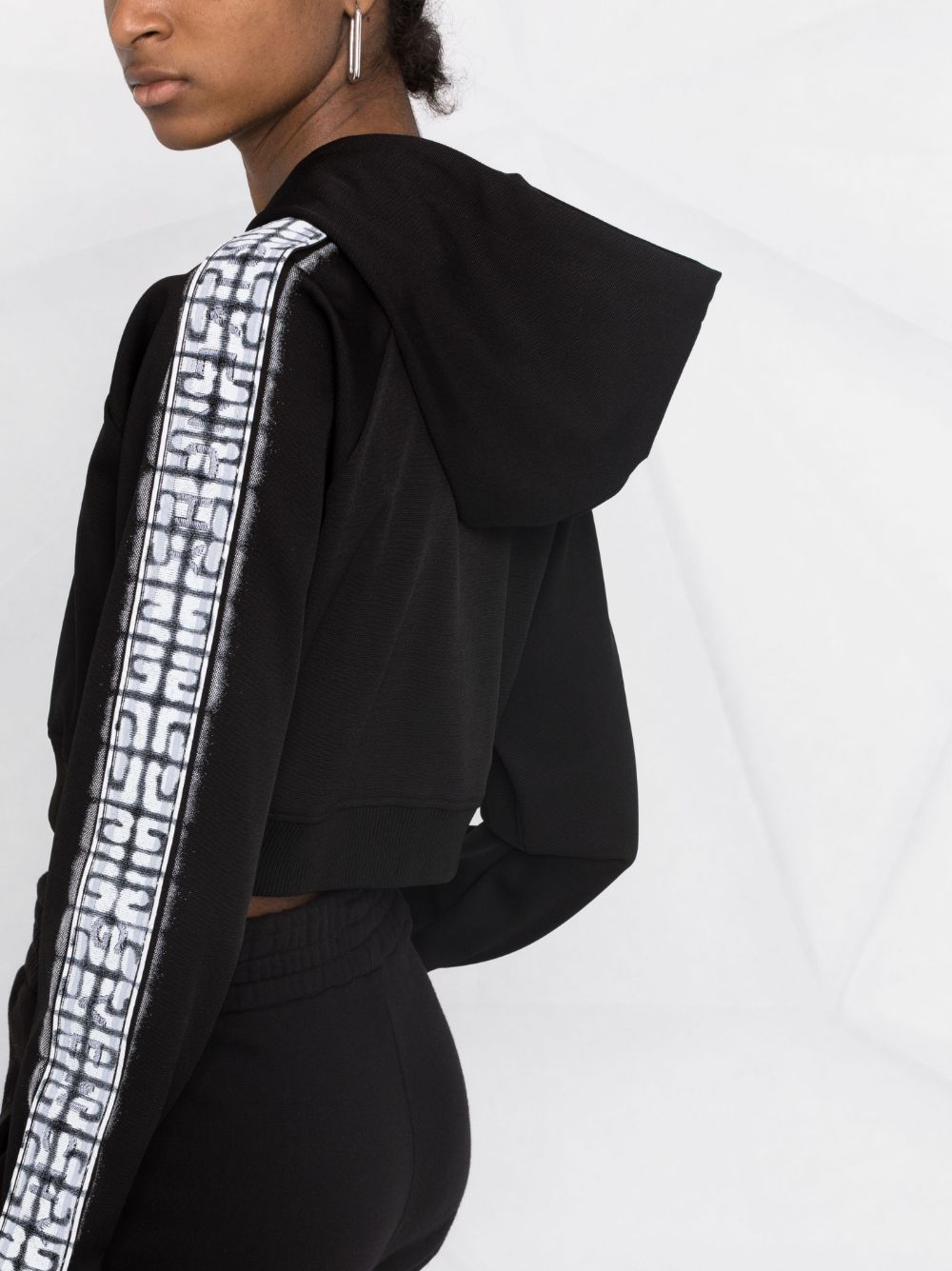 Givenchy 4g Webbing Cropped Zip-front Hoodie In Black