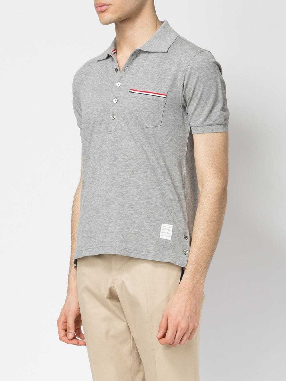 Thom Browne Rwb Stripe Polo Shirt In Gray