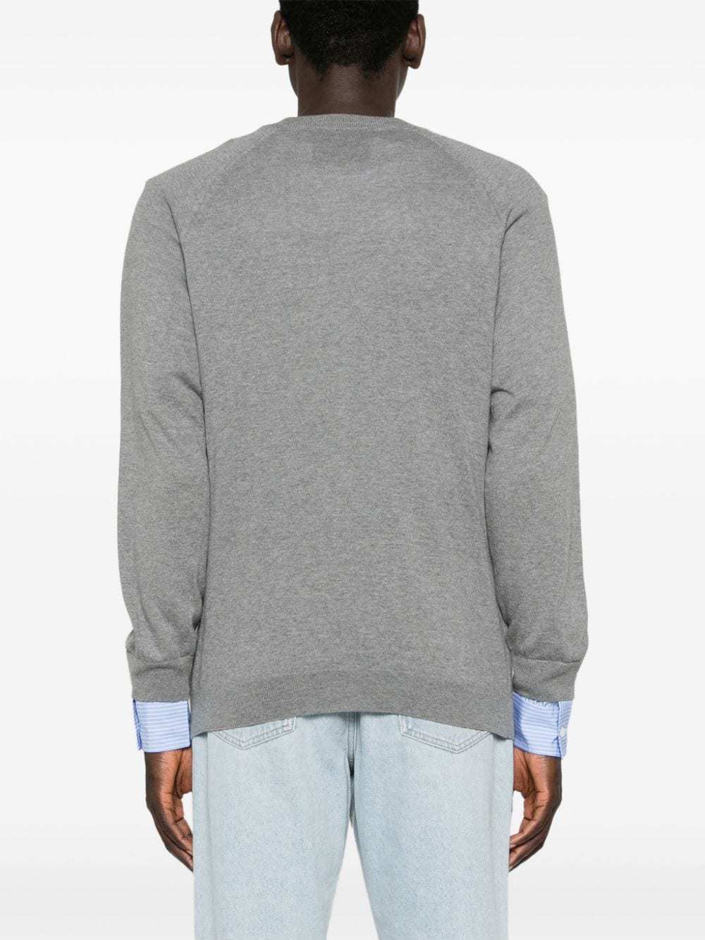 Moschino Layered Cotton-cashmere Crewneck Sweater In Gray