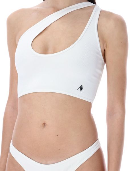 Attico Logo-embroidered Ribbed Bikini In White