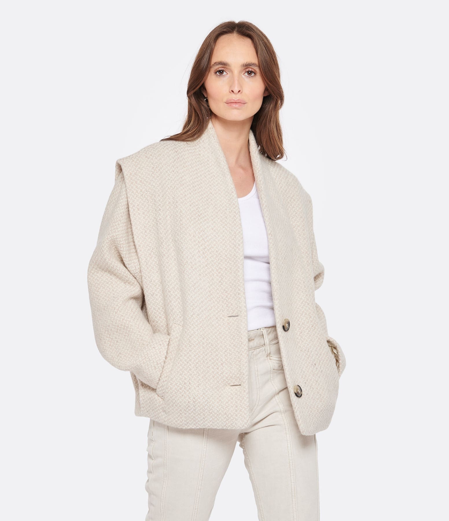 Isabel Marant Étoile Drogo Wool Jacket In Nude