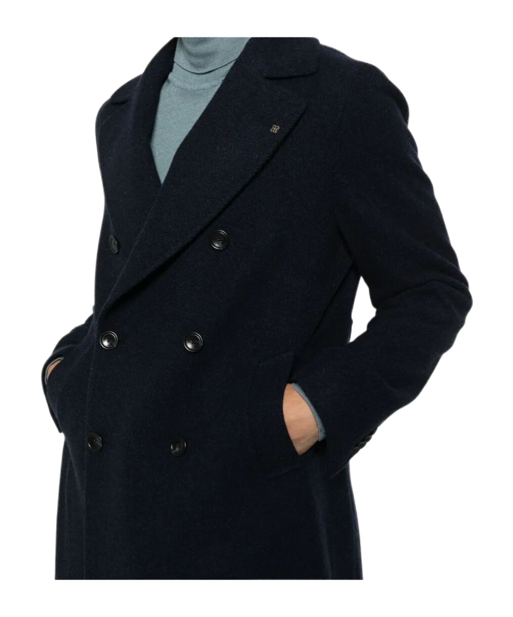 Tagliatore Double-breasted Wool Coat In Blue