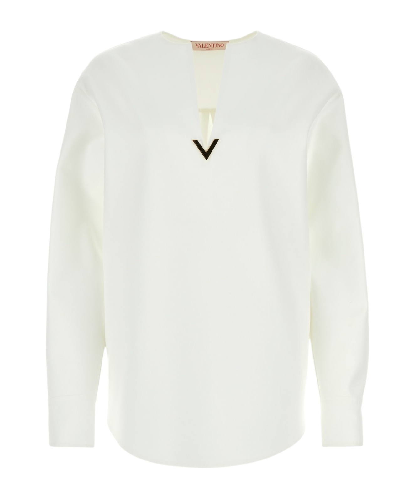 Valentino Garavani White Cotton Blend Blouse In White