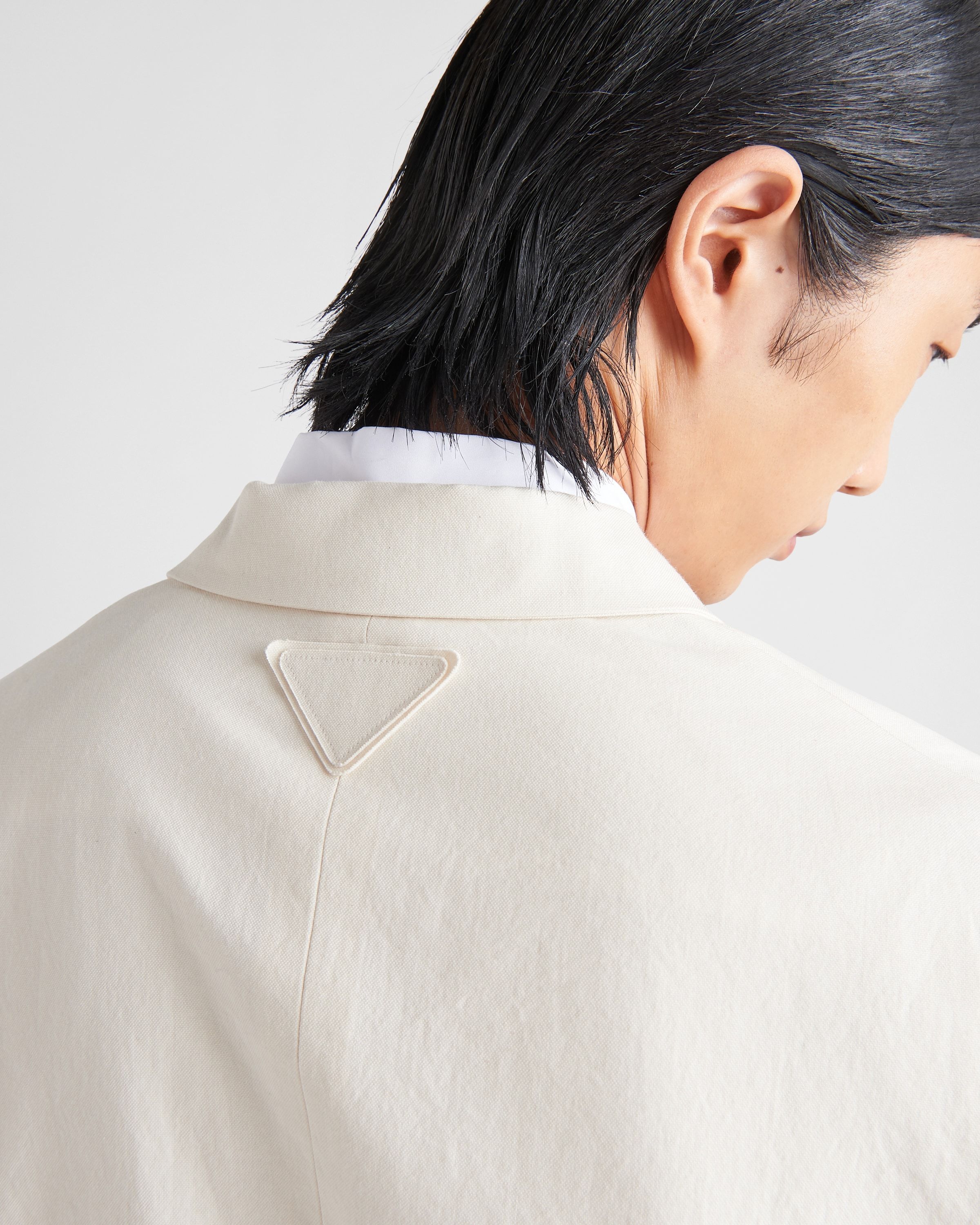 Prada Double-breasted Cotton Jacket In Nude