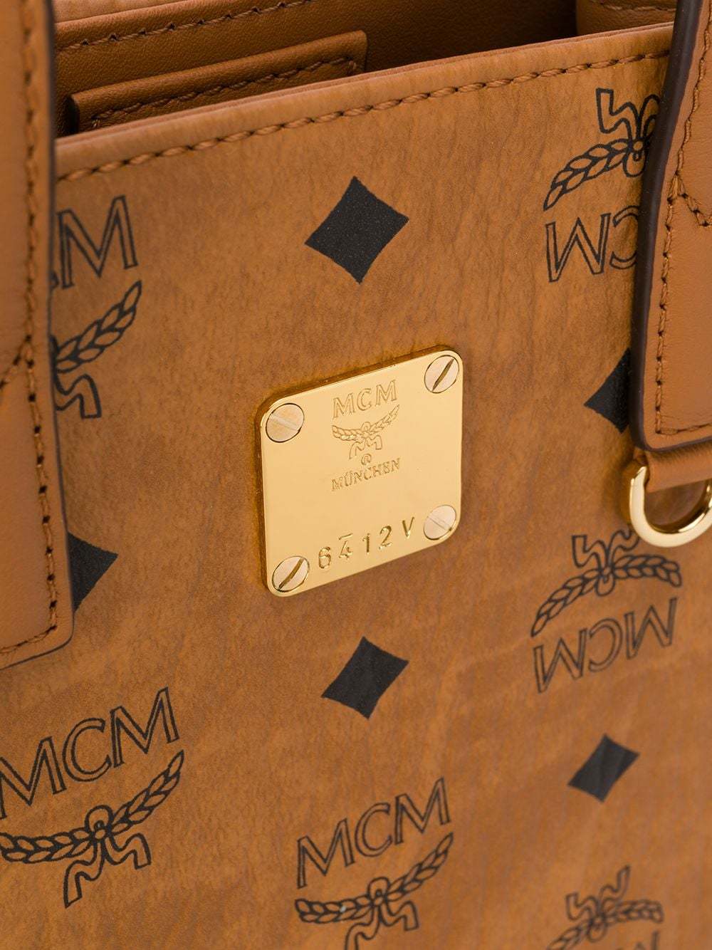 Mcm Women Printed Canvas Small Aren Shopping Bag In Brown