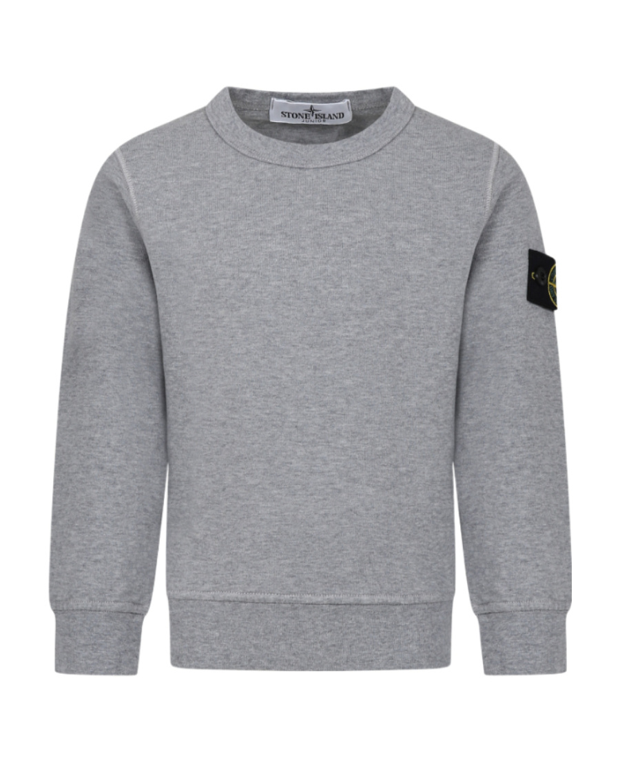 Stone Island Junior Compass-badge Crewneck Sweatshirt In Gray