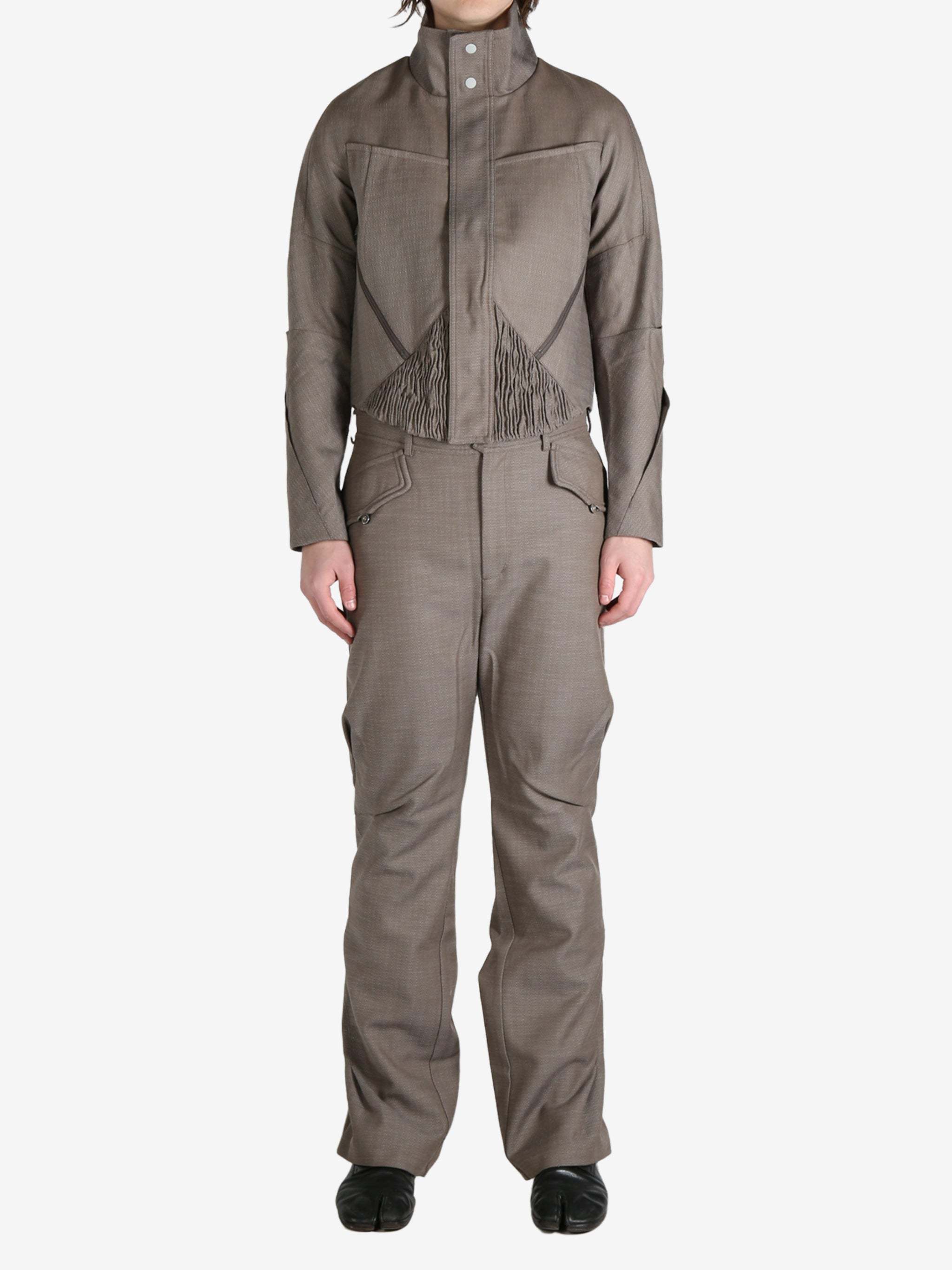 Kiko Kostadinov Zafar Cropped Jacket Herringbone Wool In Brown