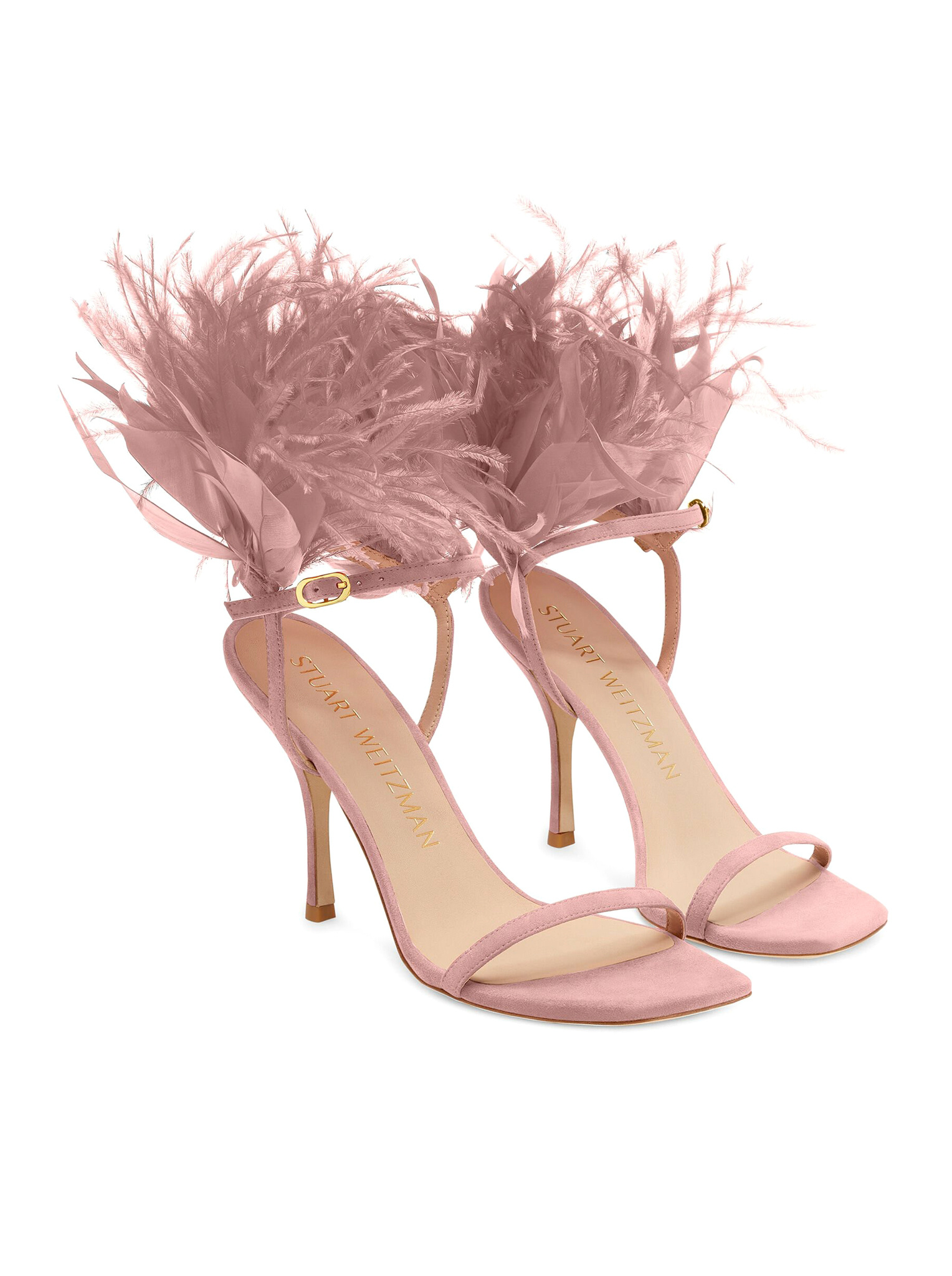 Stuart Weitzman Feather High-heeled Sandals In Pink