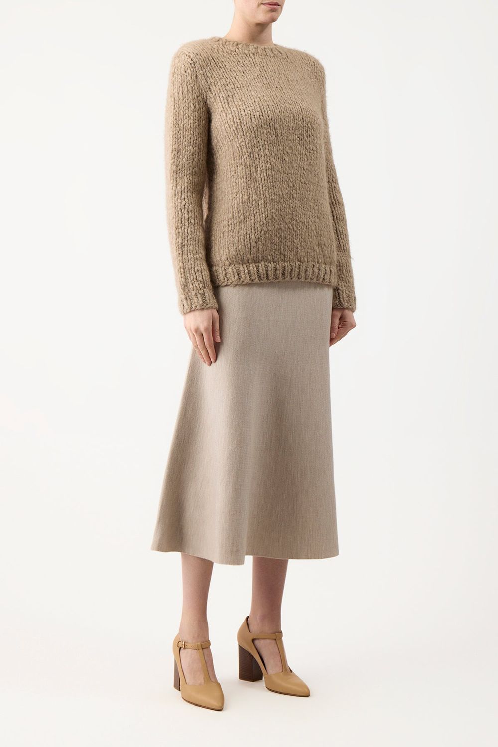 Shop Gabriela Hearst Elastic Waist Skirt In Nude