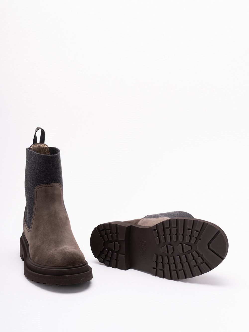 Brunello Cucinelli Round Toe Ankle Boots In Brown
