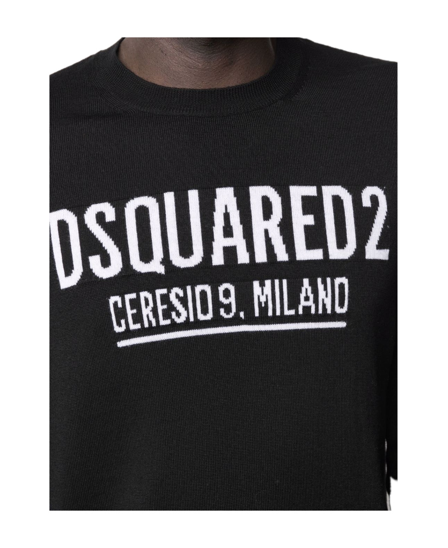 Shop Dsquared2 Logo Intarsia-knit Jumper In Black