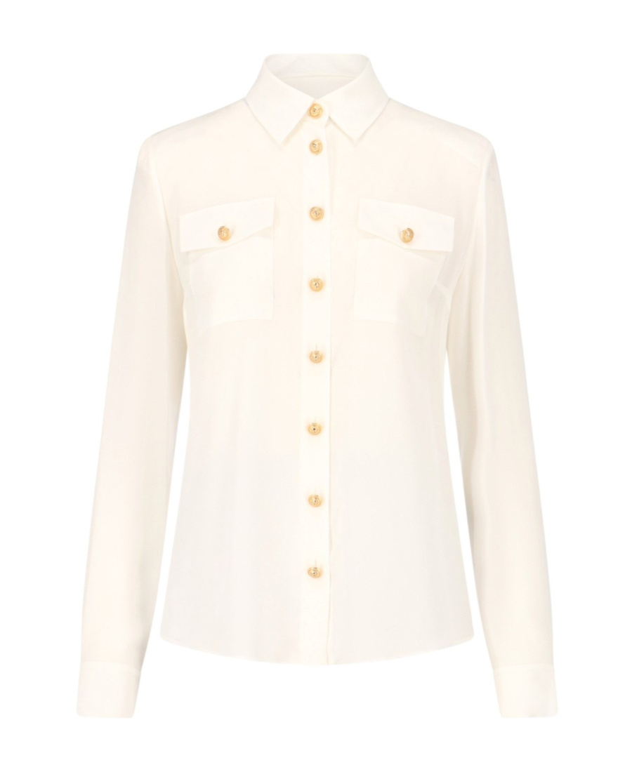Balmain Silk Shirt With Padded Shoulders In White