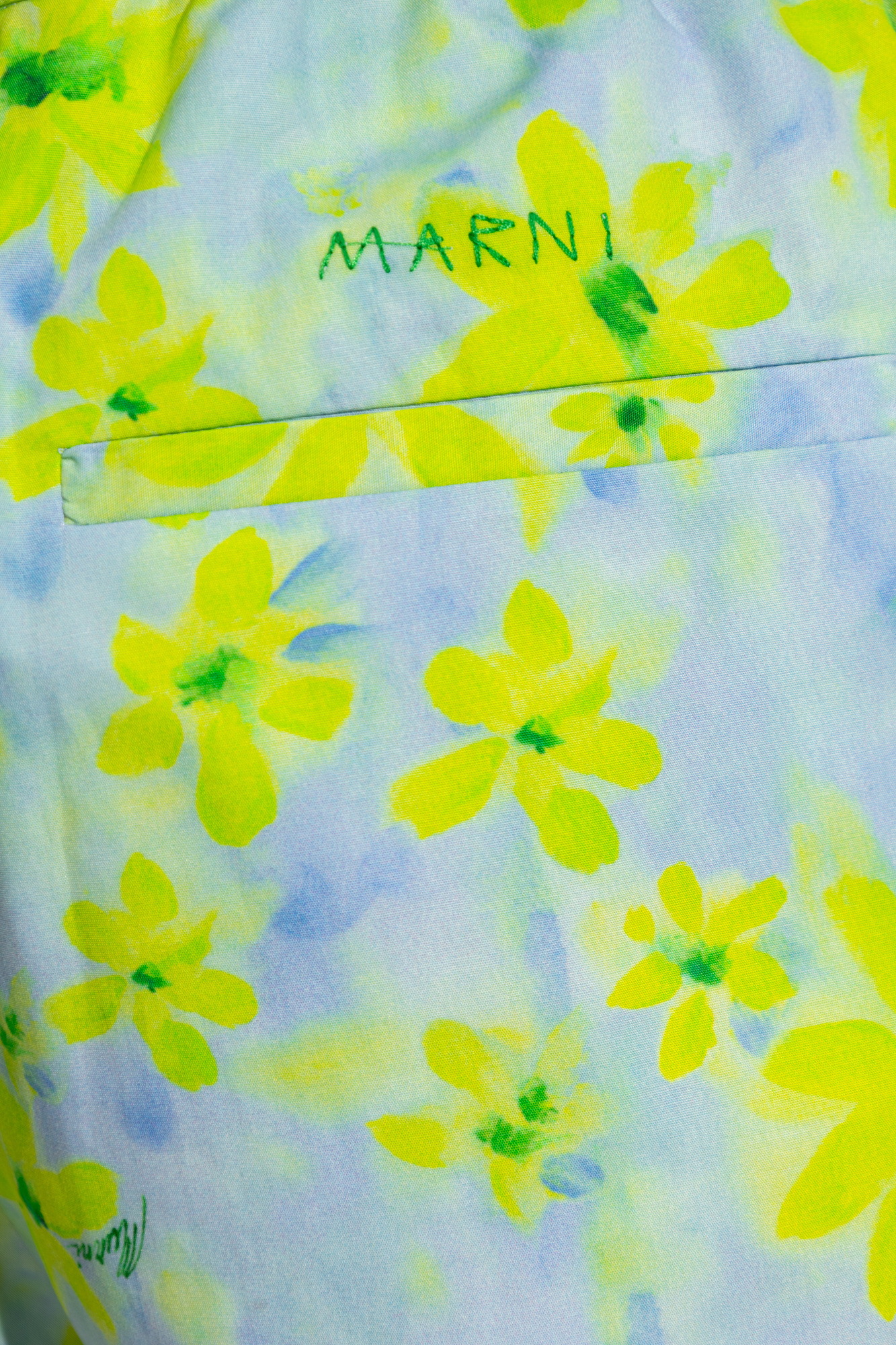 Marni Watercolour Floral-pattern Cotton Shorts In Green