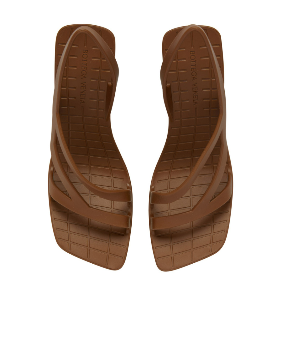 Bottega Veneta Jimbo Slingback Rubber Heeled Sandals In Brown