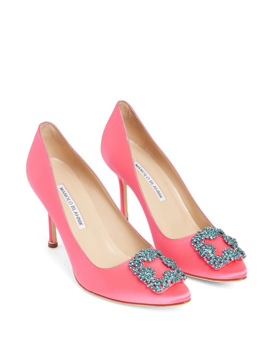 Manolo Blahnik Hangisi Appliqué-detail Pumps In Pink