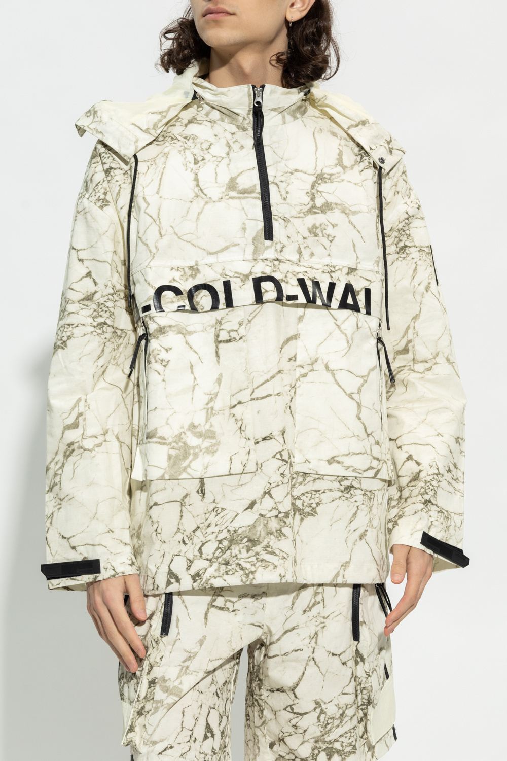 A-cold-wall* Marble-print Zip-up Jacket In White