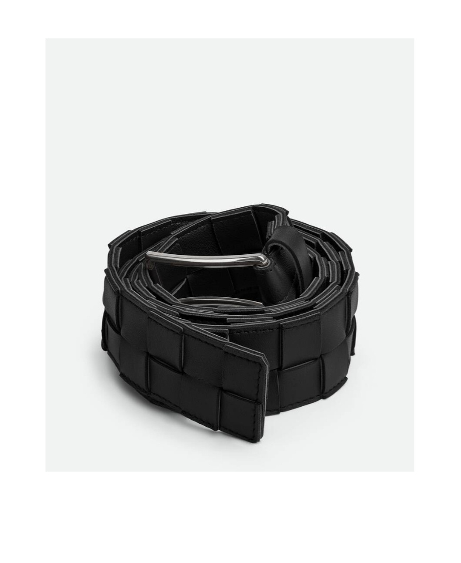 Shop Bottega Veneta Logo Woven Belt In Black