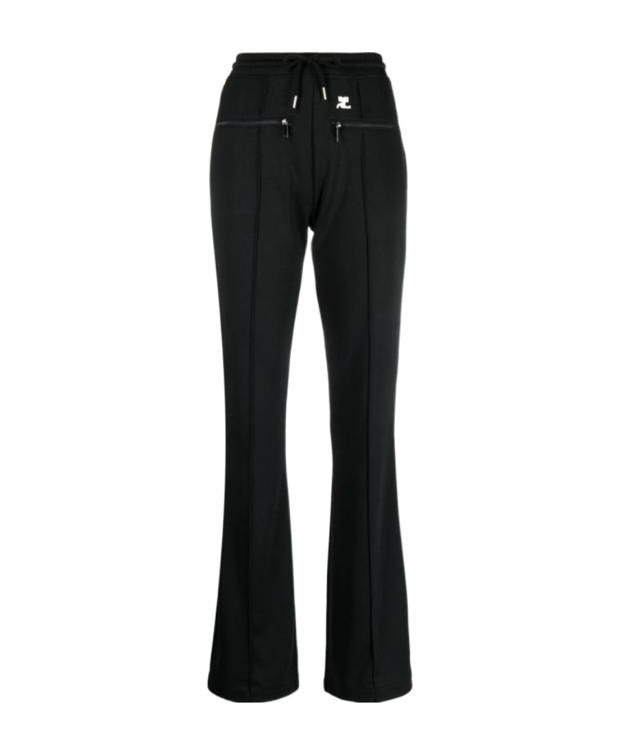 Shop Courrèges Drawstring Bootcut Track Pants In Black