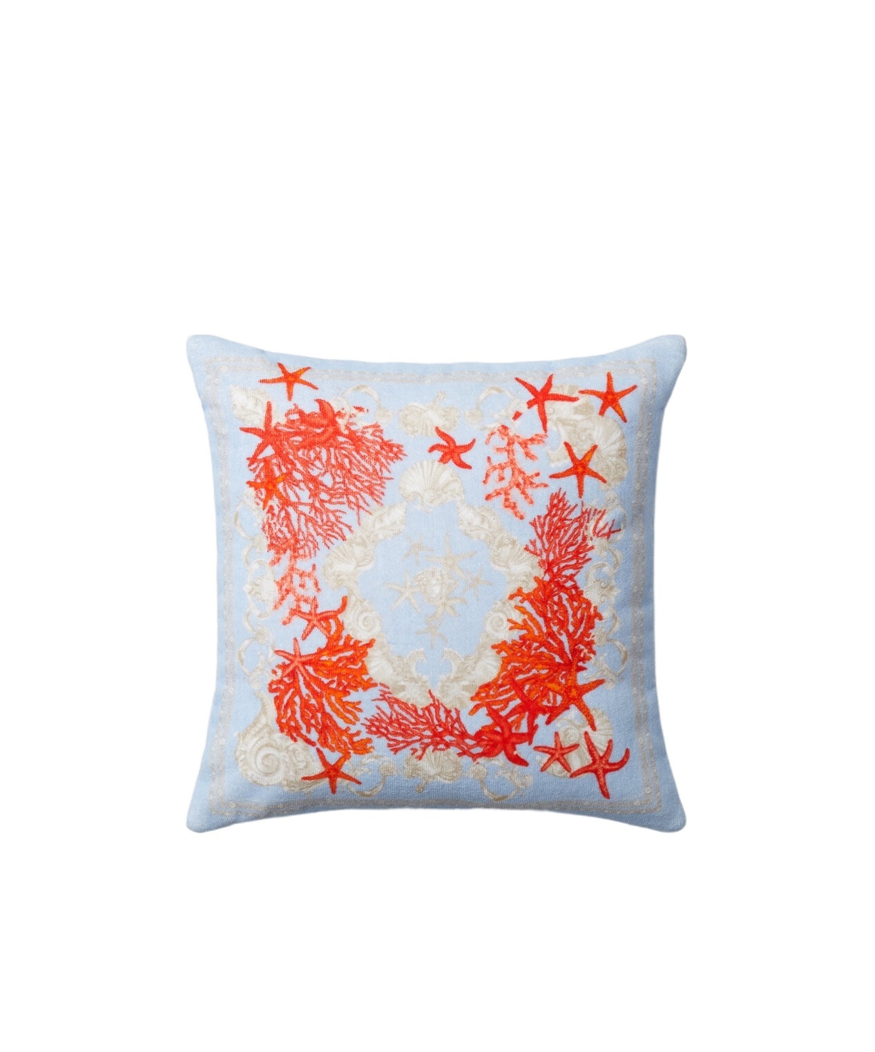 Versace Sea-print Square Cushion In White