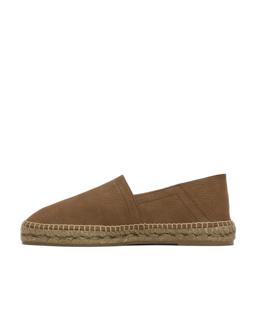 Tom Ford Grained Leather Espadrilles In Brown