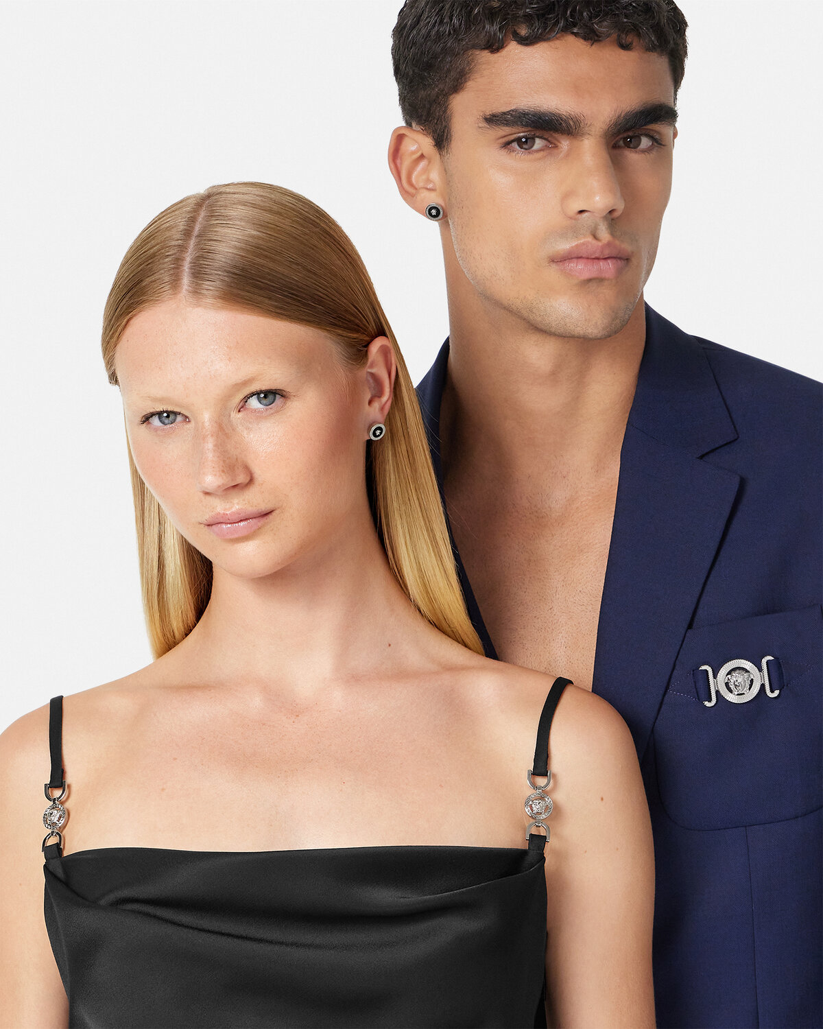 Versace Medusa Stud Earrings In Black