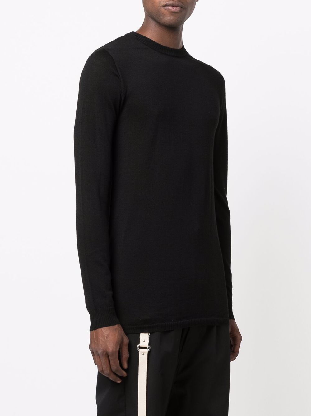 Rick Owens Long-line Ribbed Jumper In Black