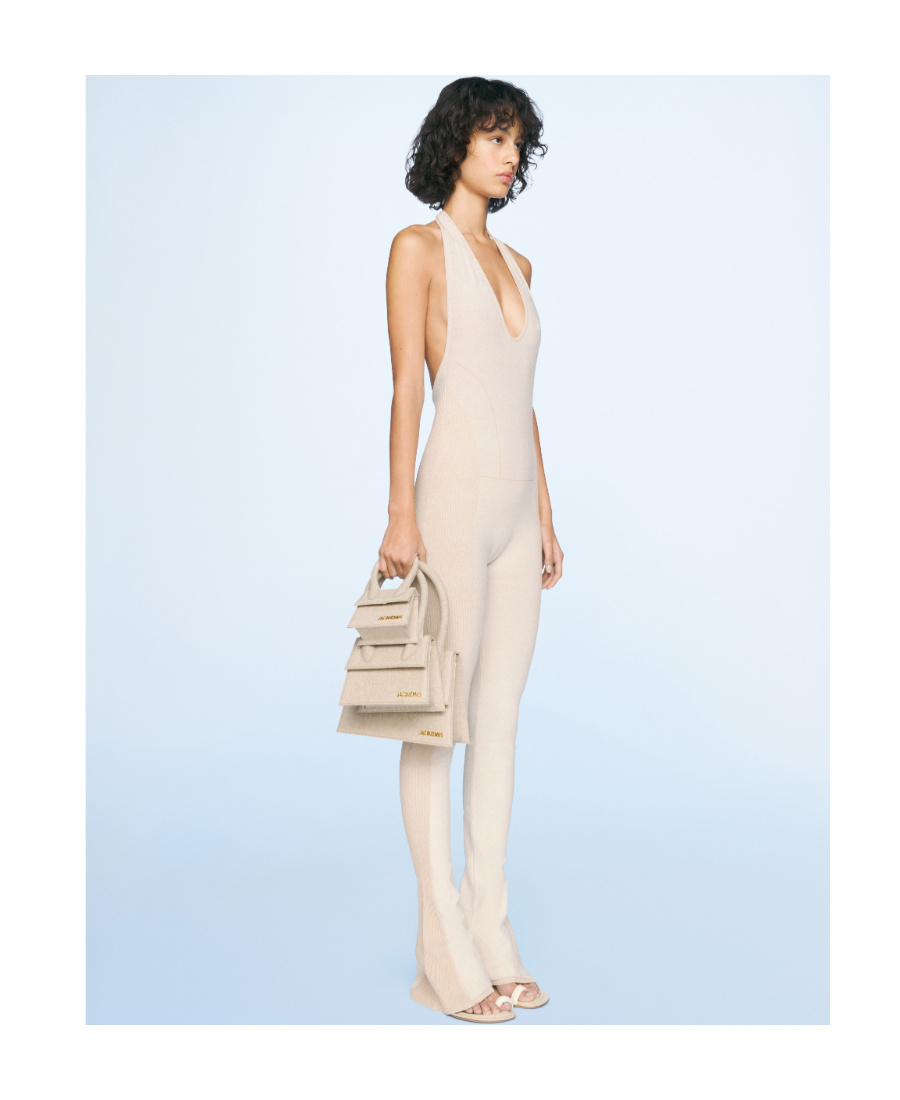 Jacquemus Neck Jumpsuit In Nude