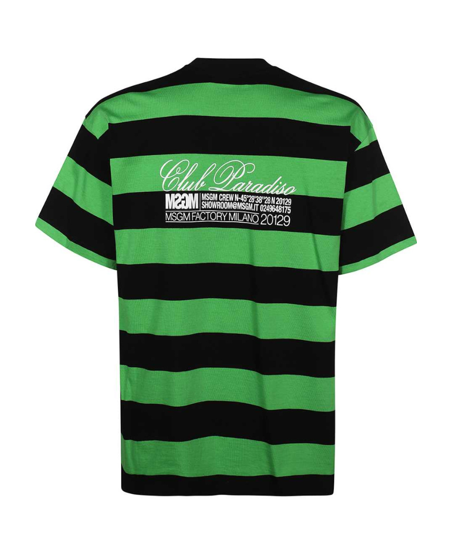 MSGM STRIPED-PATTERN COTTON T-SHIRT