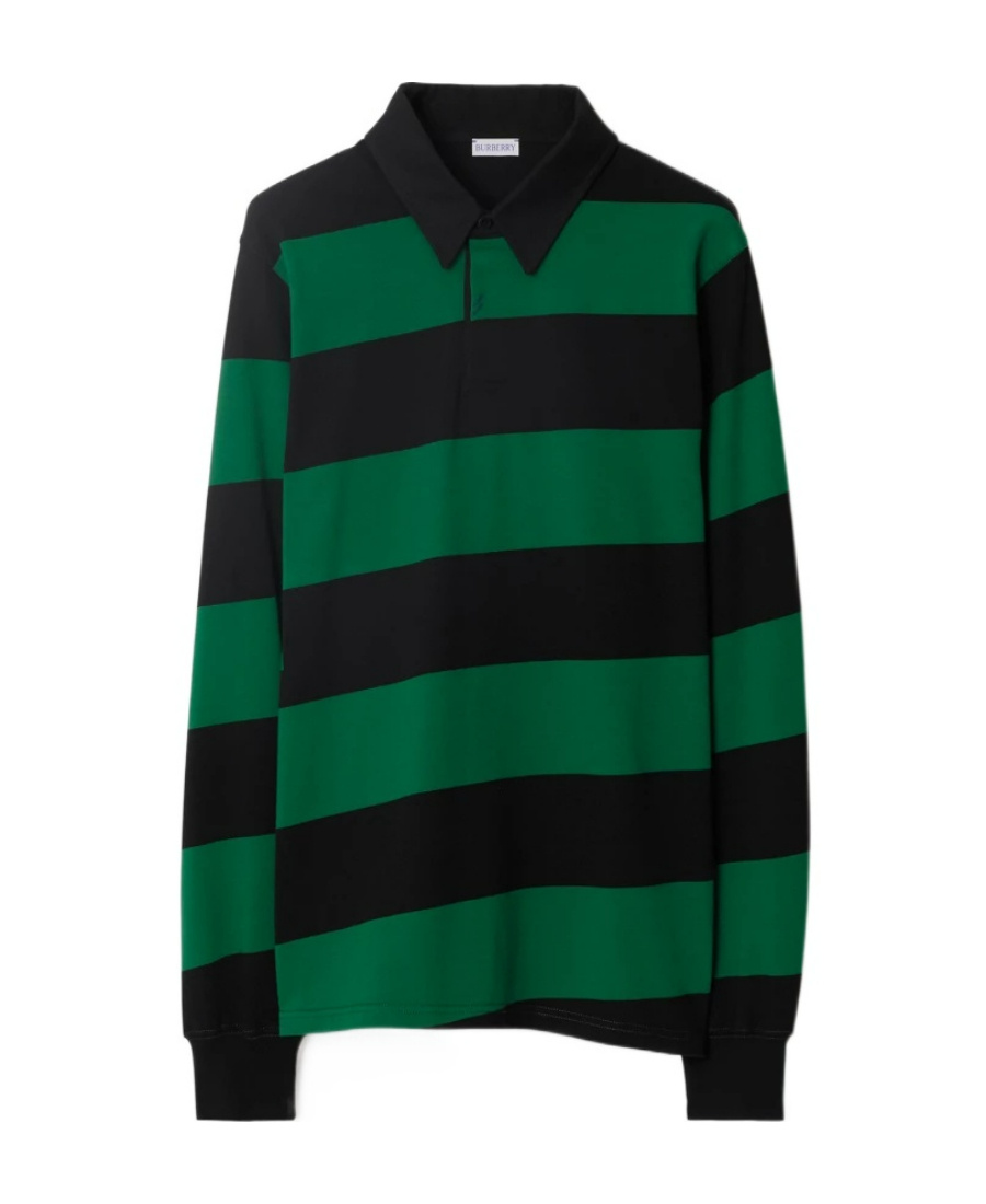 BURBERRY STRIPED LONG-SLEEVE POLO SHIRT
