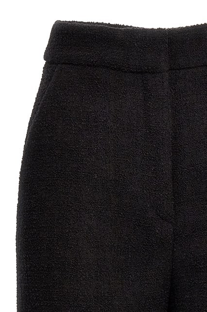Moschino Cuffed Palazzo Trousers In Wool Gabardine In Black