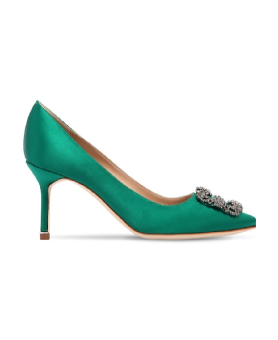 Manolo Blahnik Hangisi 70 Satin Pumps With Clc Crystal Buckle