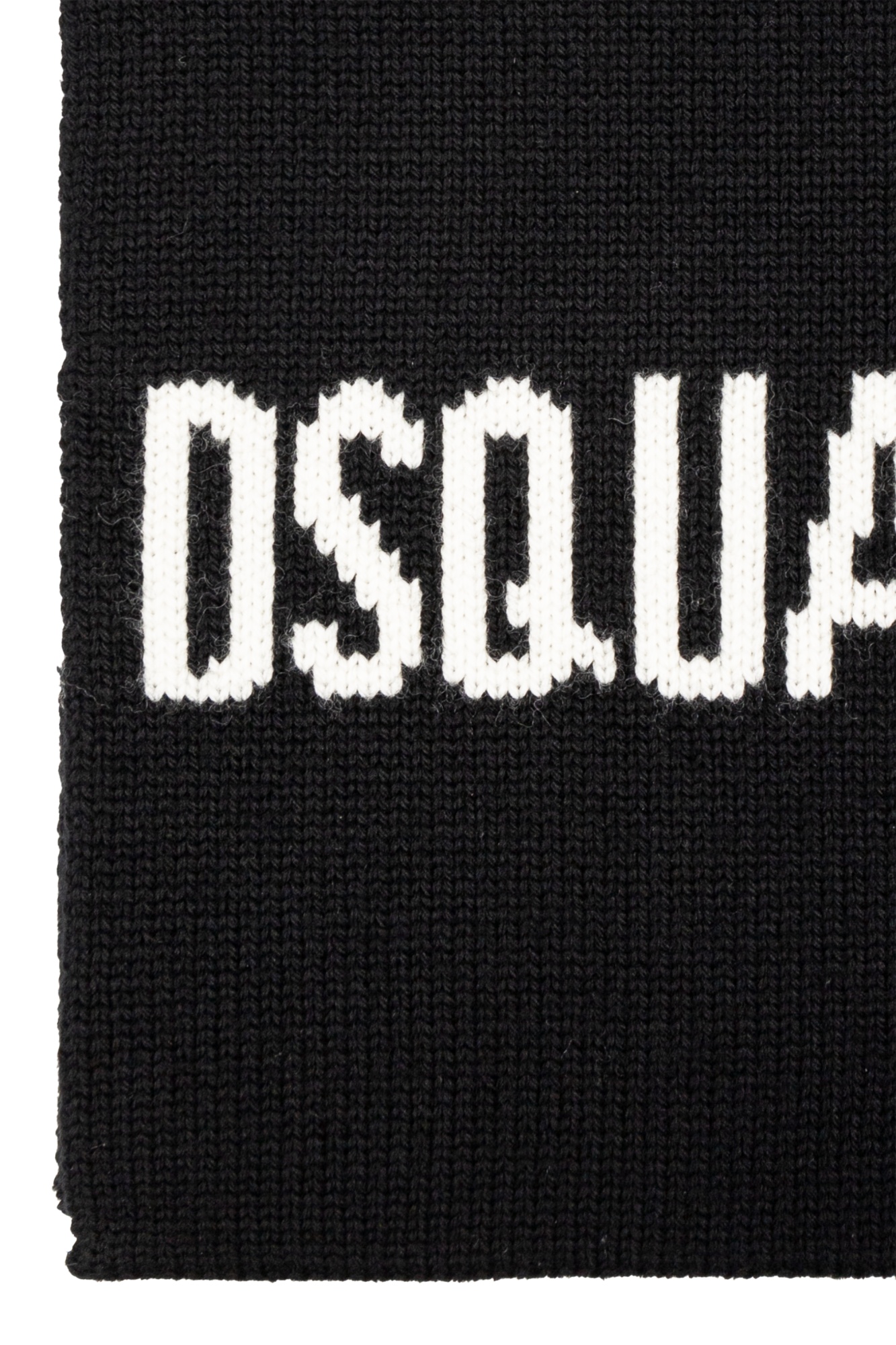 Dsquared2 Logo Intarsia-knit Wool Scarf In Black