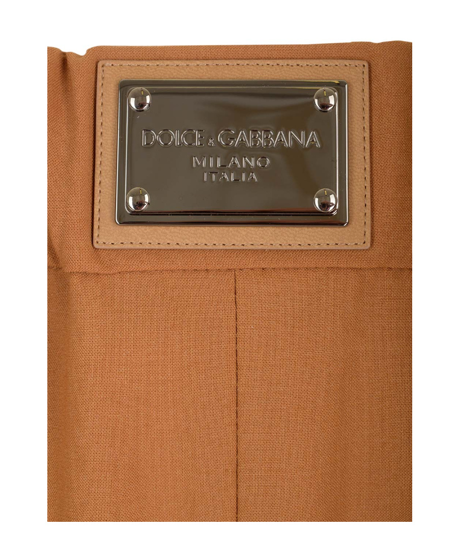 Dolce & Gabbana Logo Tag Tailored Pants In Brown