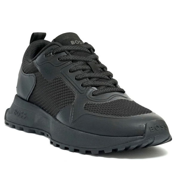 Hugo Boss Mesh Panelled Sneakers In Black