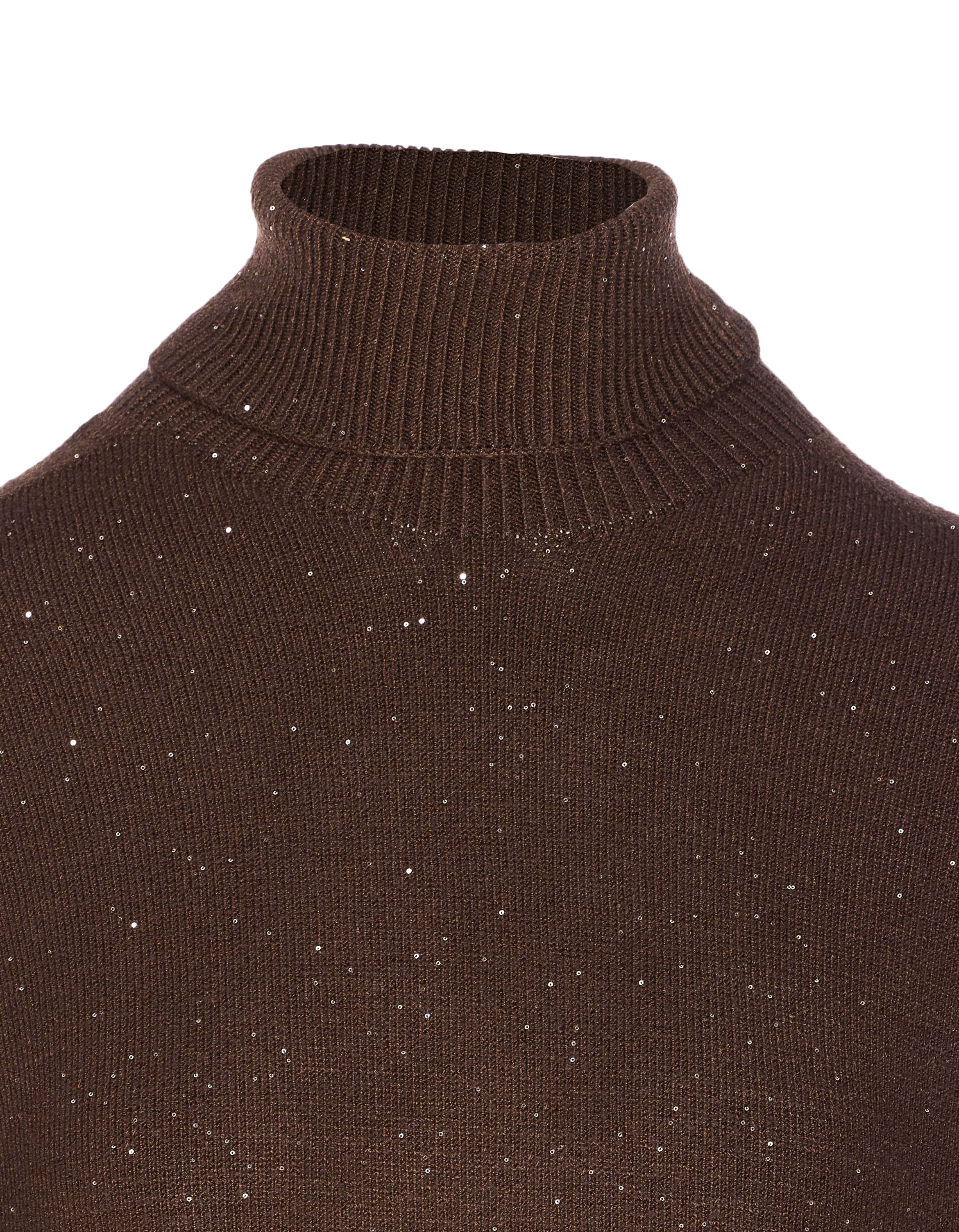Liu •jo Sequined High Neck Midi Dress In Brown