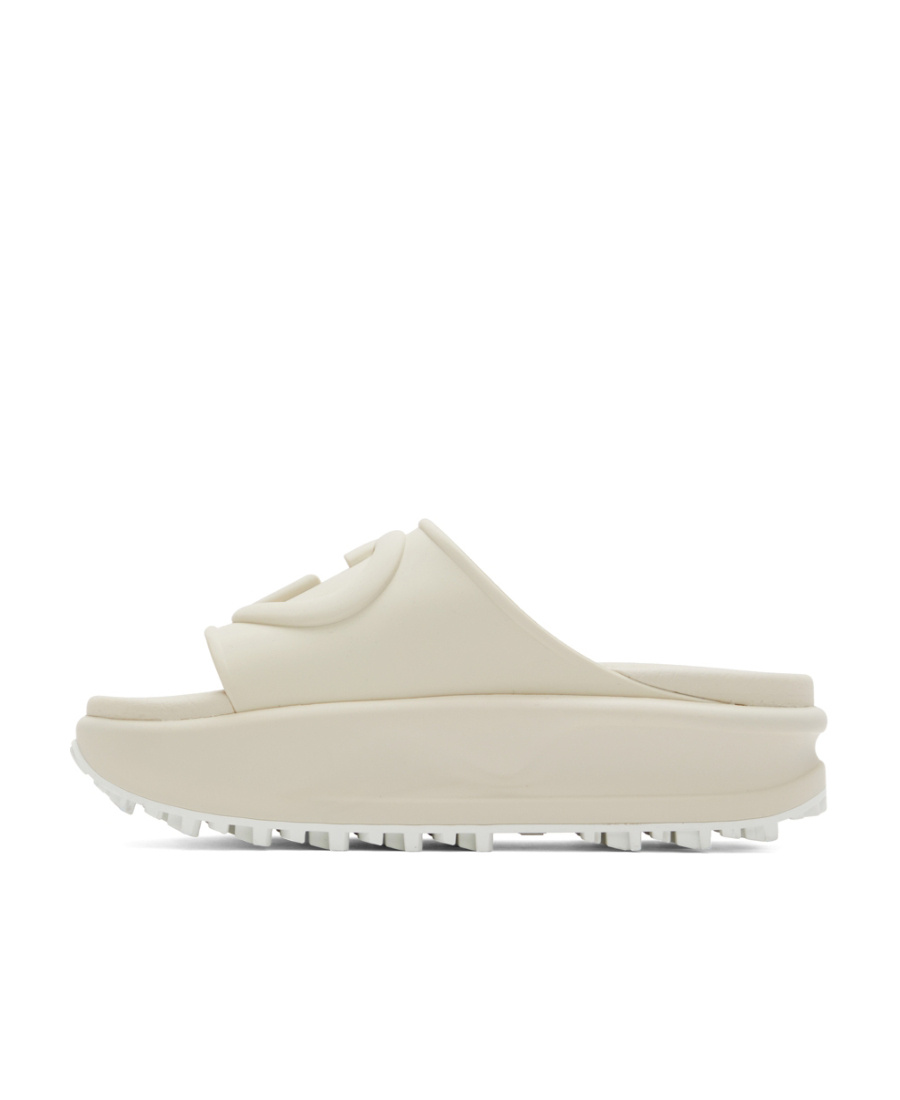 Gucci Logo-debossed Platform Slides In White