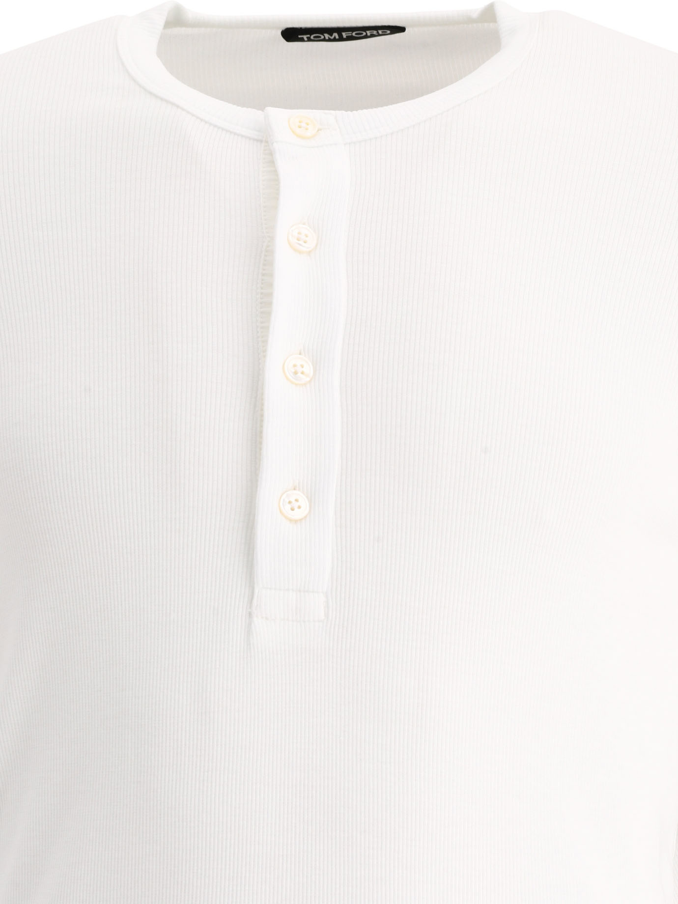 Tom Ford Henley T-shirt Ivory In White