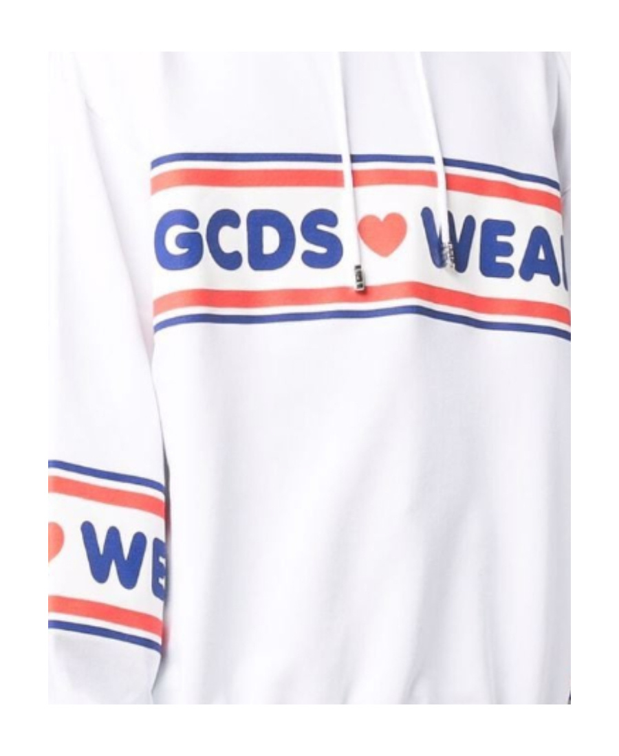 Gcds Logo Hooded Sweatshirt In White