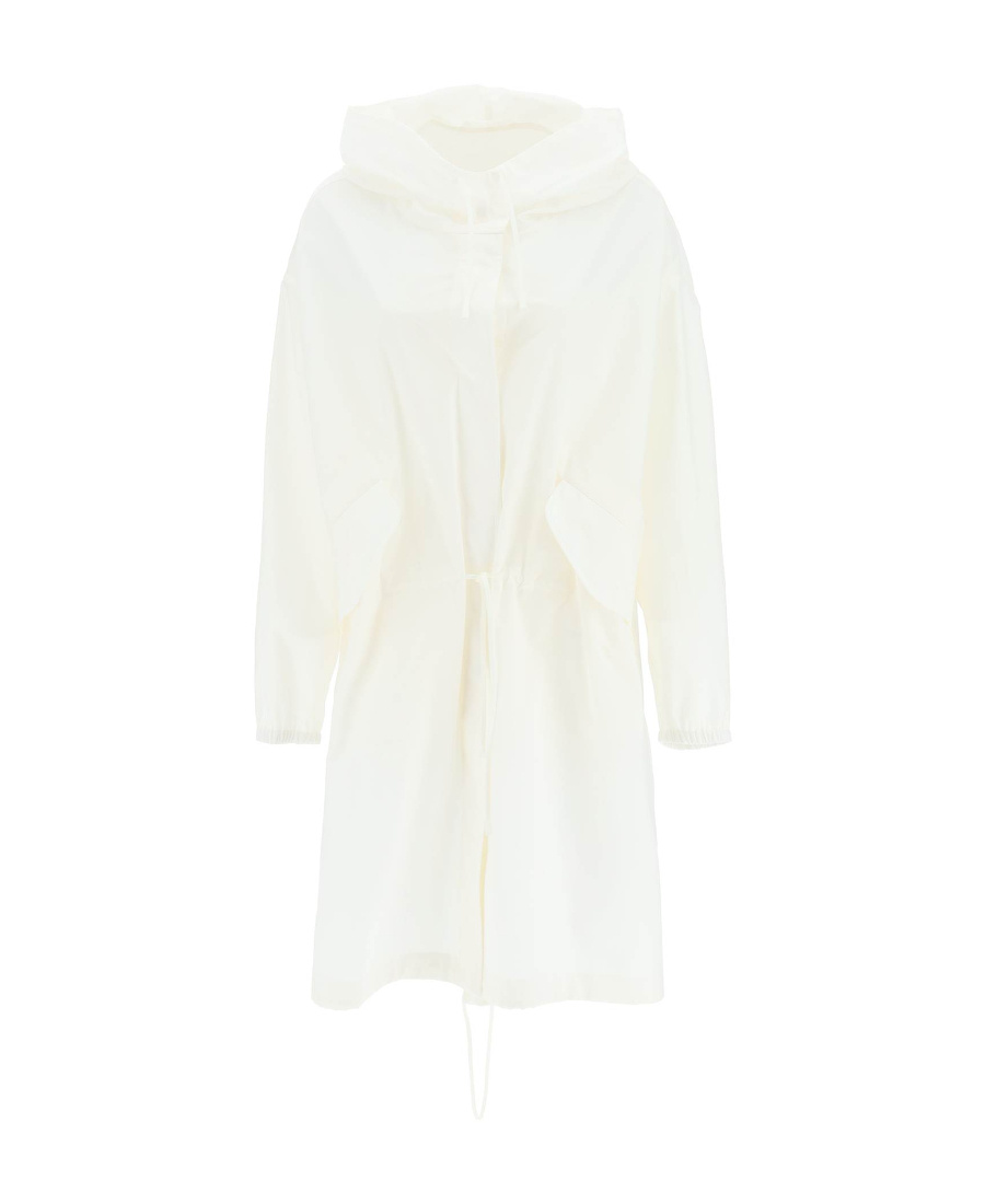 Jil Sander Oversize Hooded Coat In White