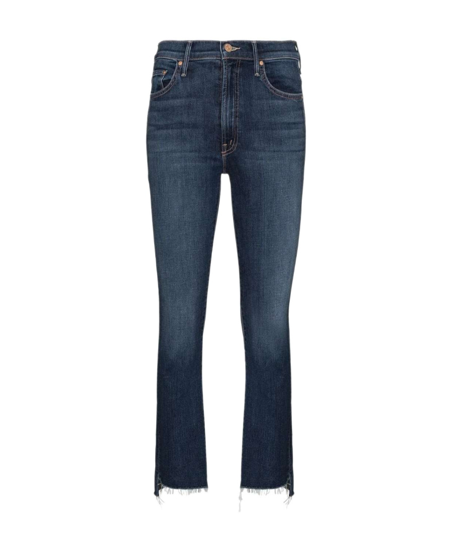 Mother The Insider Crop Step Fray High-rise Bootcut Jeans In Black